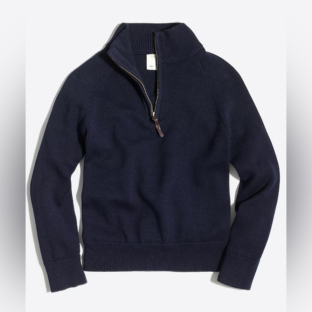 J. Crew Factory Crewcuts Boys' cotton half-zip pullover sweater navy